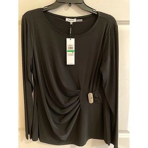 New Long Sleeve Black Calvin Klein Top with Gold